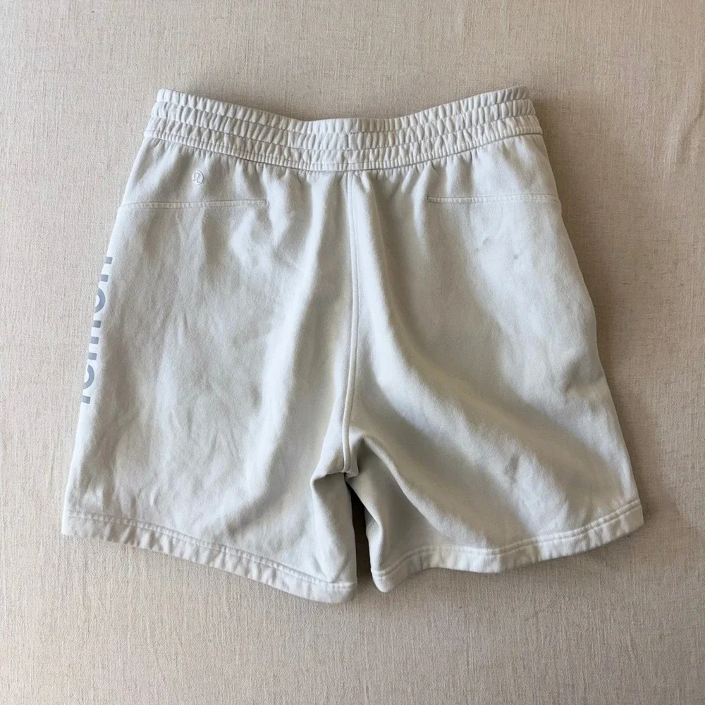 Lululemon Loungeful High-Rise Shorts Womens Size 8 Bone White Fleece